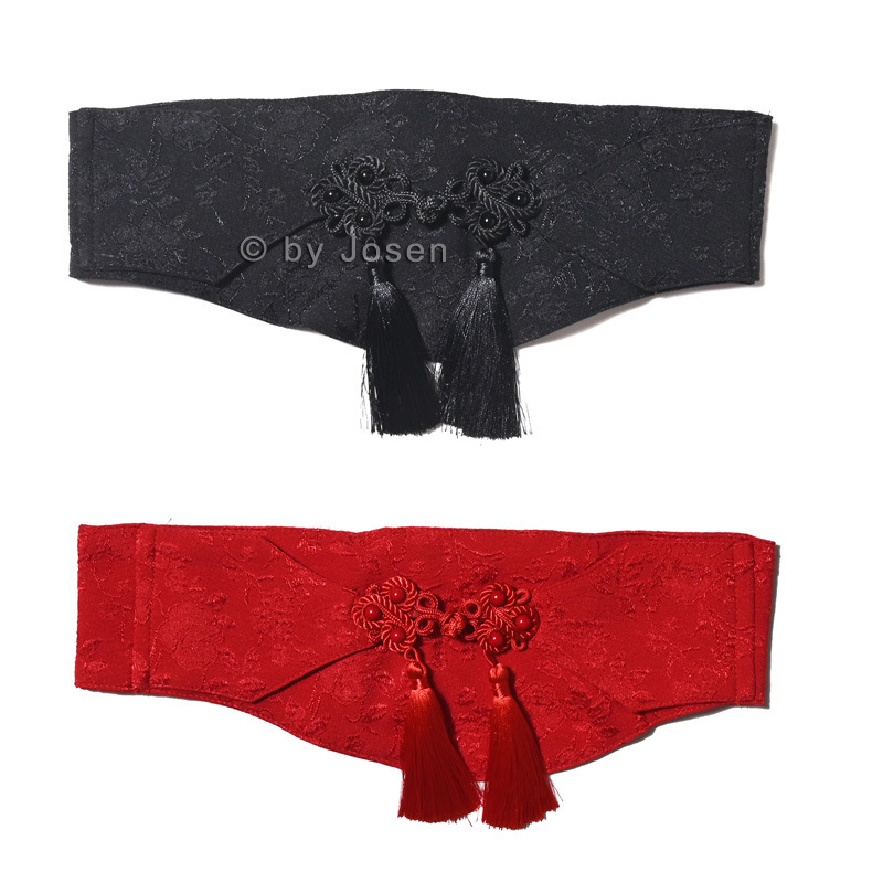 Mode femme Vintage noir élastique gland Cummerbunds femme robe Corsets ceinture ceintures décoration large ceinture