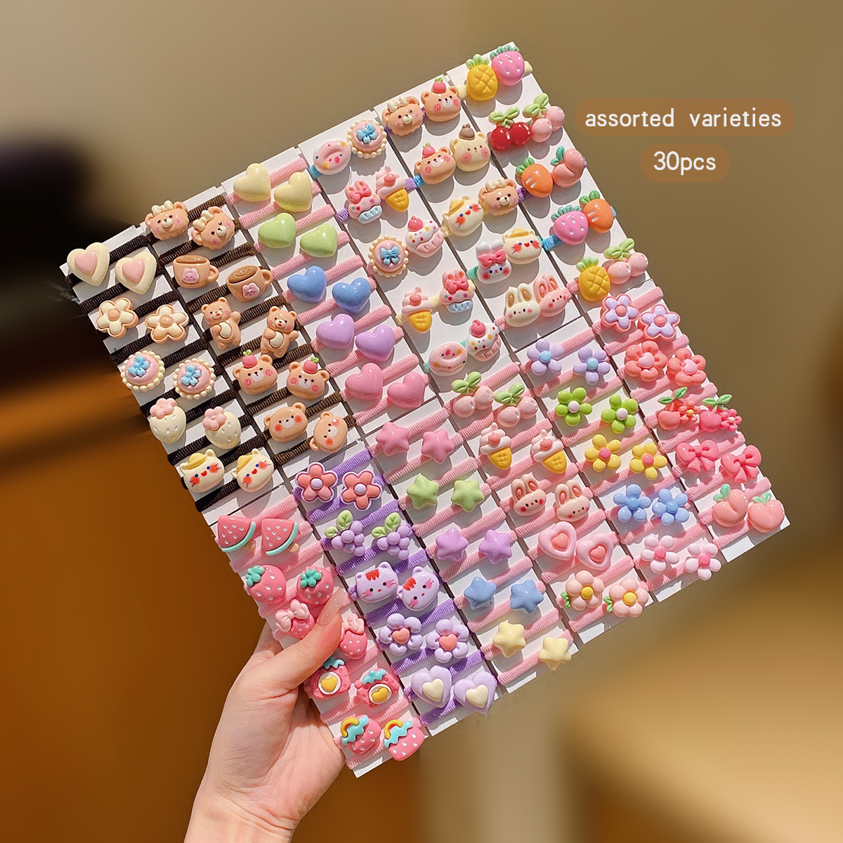 Bandeaux de cheveux de dessin animé aléatoires, adaptés à un usage quotidien comme accessoires de bande de caoutchouc, 30 styles mignons