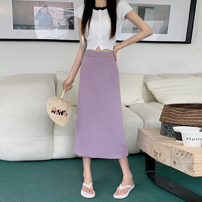 Jupe midi taille haute évasée pour femmes grandes tailles, style tailleur élégant, mi-longue, tendance et polyvalente, en mélange de coton