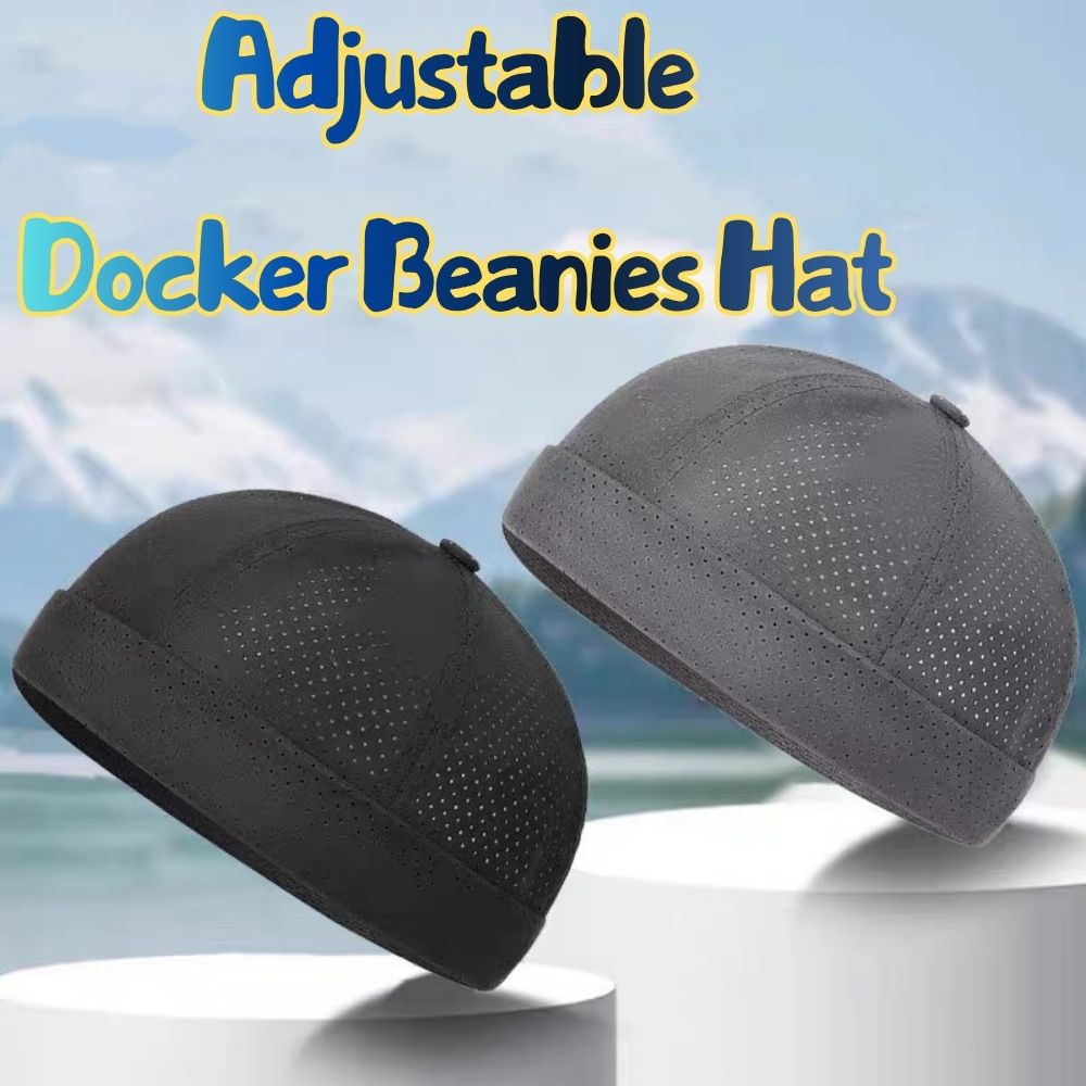 Casquette Docker Rétro Décontractée Sans Visière, Bonnet Unisexe Couleur Unie Simple, Chapeau en Maille Réglable à Séchage Rapide et Respirant, Style Landlord
