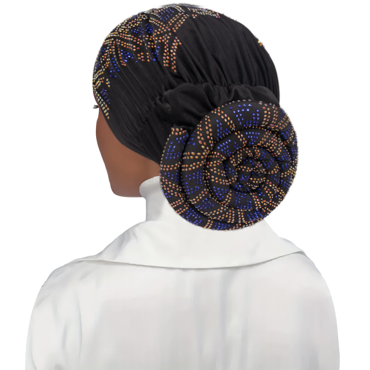 Plein diamants femmes beignet Turban casquette élastique musulman foulard Bonnet femme bandeau chapeau casquettes africaines dame cheveux accessoires
