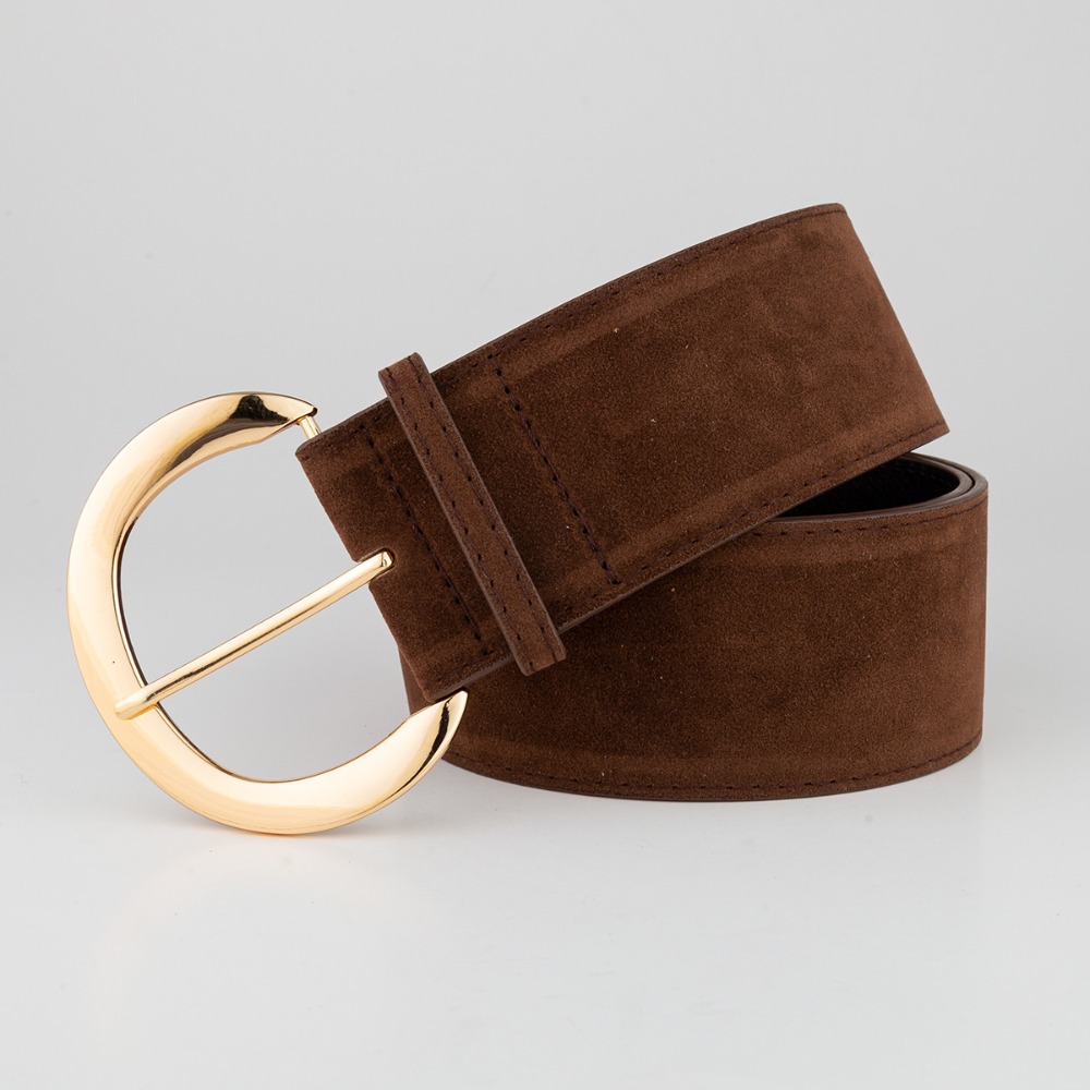 Ceinture large en cuir suédé pour femmes, Design de luxe rétro, décontractée, polyvalente, boucle ardillon, tendance, pantalon, robe