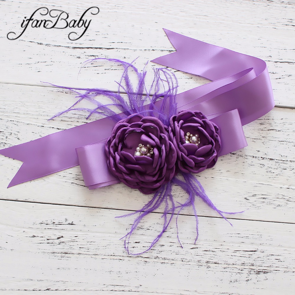 Ceinture à fleurs brûlées, ceinture à ceinture pour femme et fille, ceinture à plumes de mariage