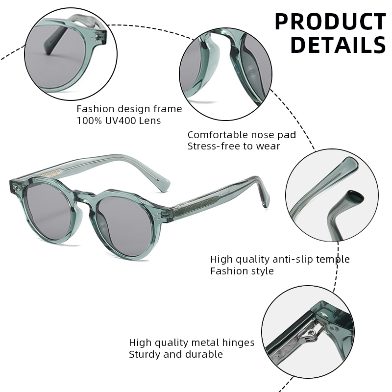 Lunettes de soleil de luxe petites pour hommes et femmes, style rétro rond, classiques, pour la conduite en extérieur et les voyages, protection UV400