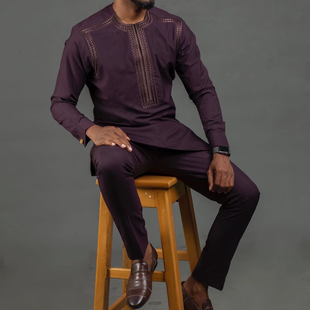 Nouveau caftan costume pour hommes Style ethnique africain à manches longues brodé costume décontracté vêtements traditionnels pour hommes costume 2 pièces