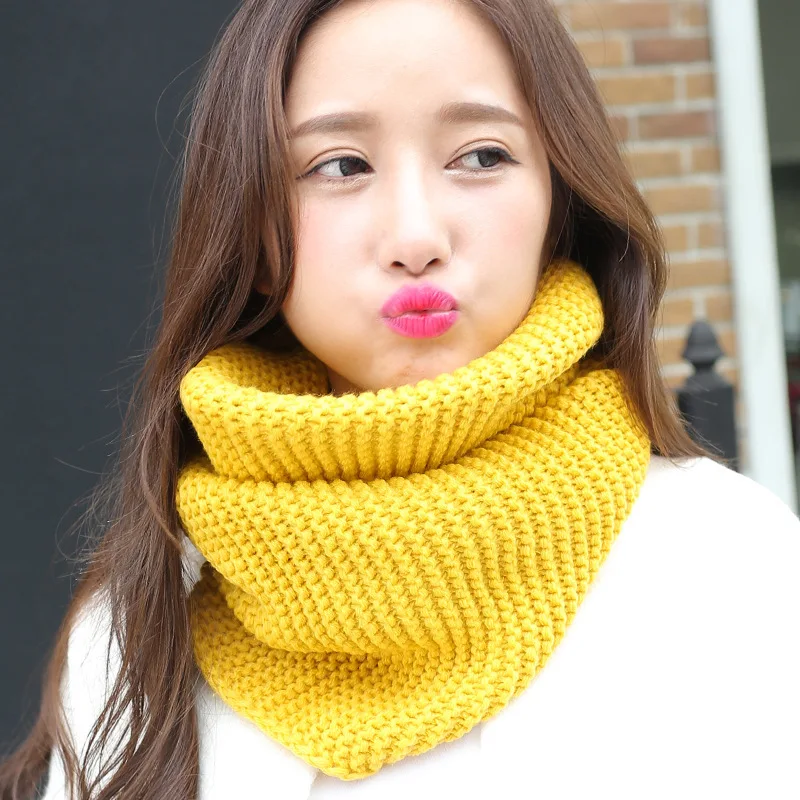 Écharpe en tricot épais de couleur unie pour femmes automne hiver Style coréen écharpe de cou chaude
