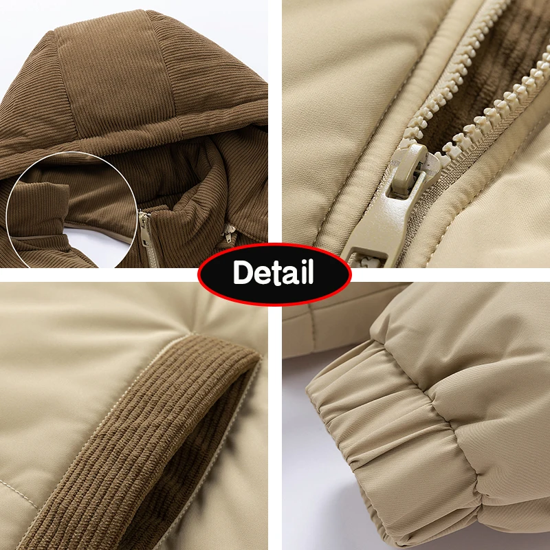 Veste coupe-vent à capuche perfectionnée pour hommes, parkas monochromes, vêtements d'extérieur chauds décontractés pour hommes, mode extérieure, automne, hiver