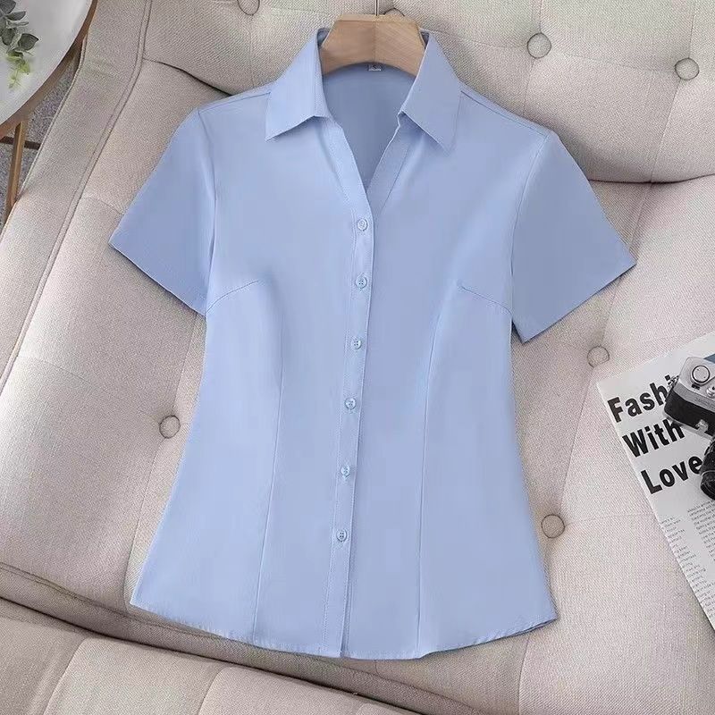Chemisier Élégant et Tendance pour Femme : Nouvelle Collection Été, Manches Courtes, Boutons, Coupe Slim, Style Vintage et Basique