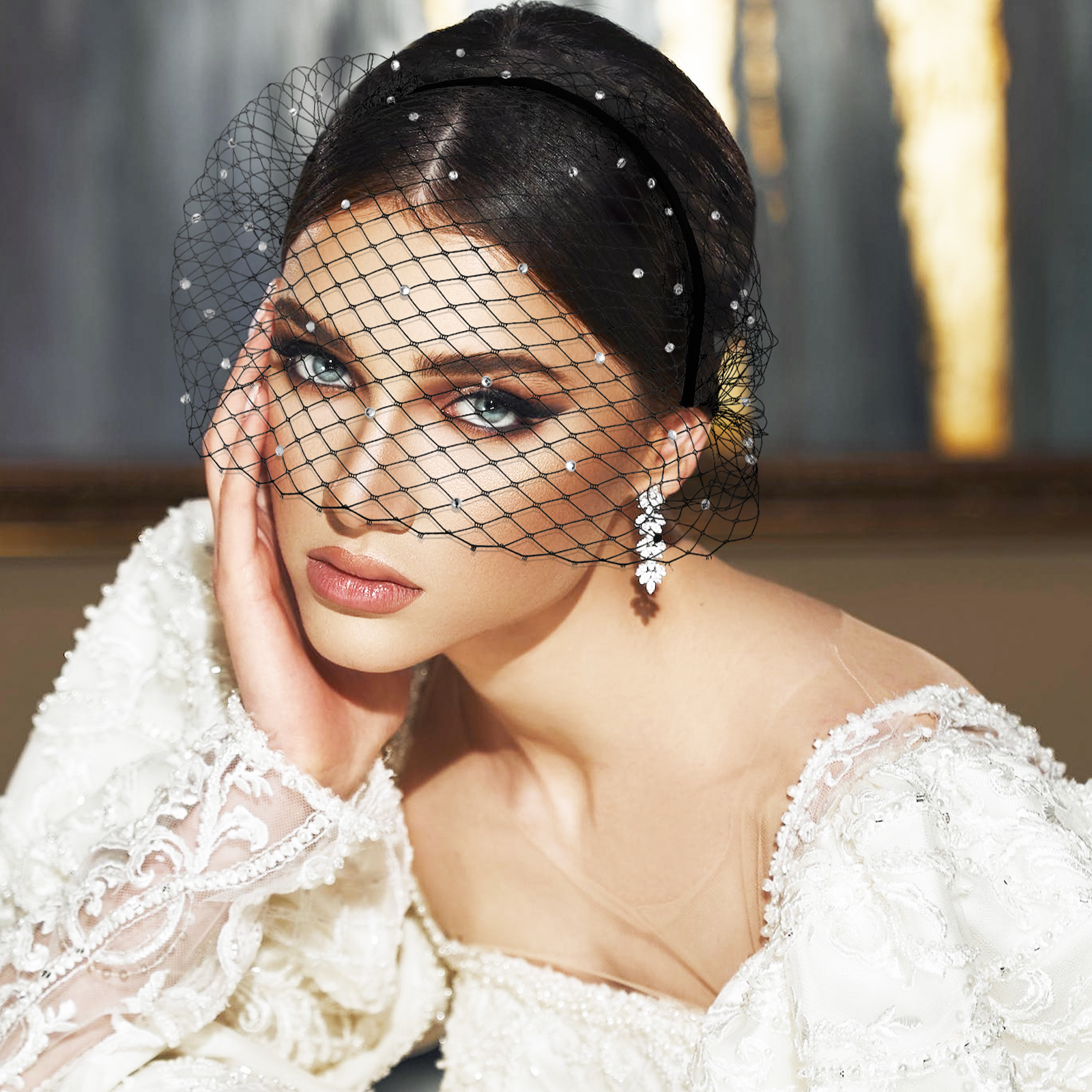 Voile en maille noire, bandeau, cage à oiseaux, léger et délicat, accessoire pour cheveux de mariée, fascinateur pour fête de mariage