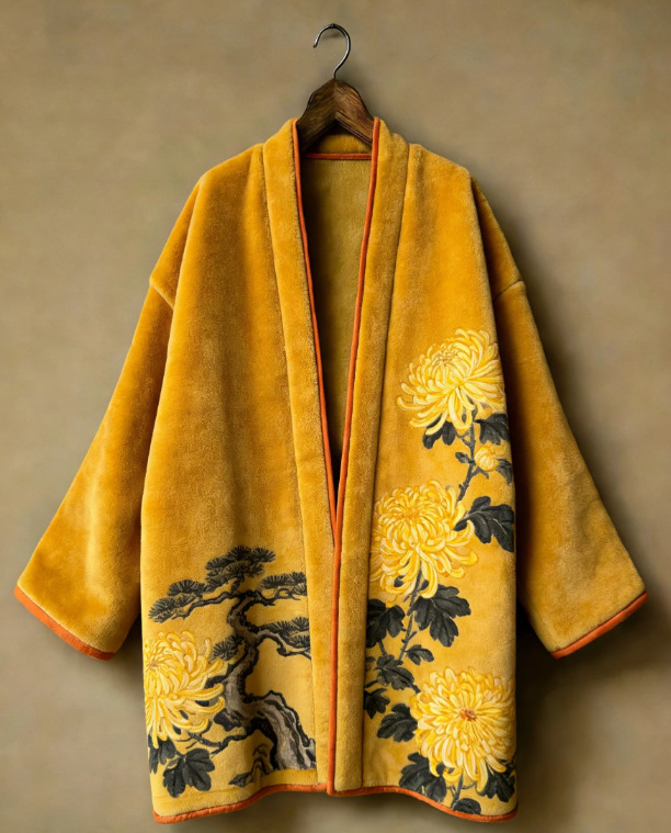 Cardigan Kimono Japonais en Flanelle Épaisse Yukata Haori Grande Taille Unisexe pour Adulte Veste Manteau Imprimé Style Chinois Vêtement d'extérieur Streetwear