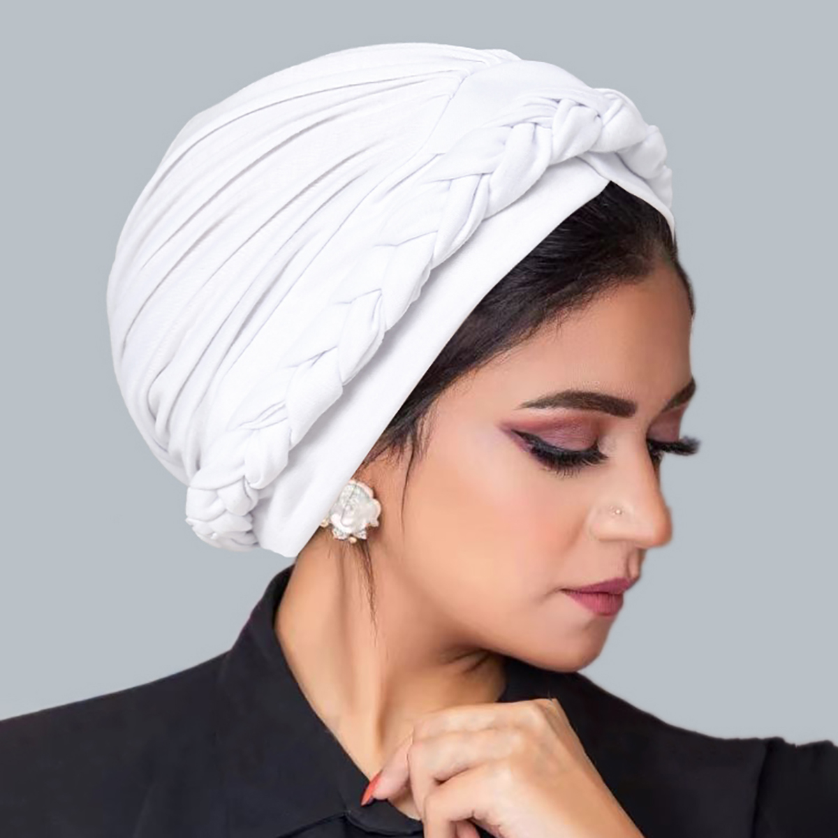 Casquettes Hijab musulmanes tressées de couleur unie, tête croisée pour femmes, tête enveloppante, élastique doux, mode, Turban indien