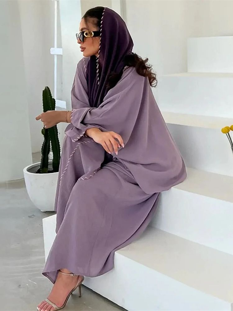 Ensemble Abaya 2 Pièces pour Femme Musulmane, Hijab Modeste, tiens imar, Robe Marocaine