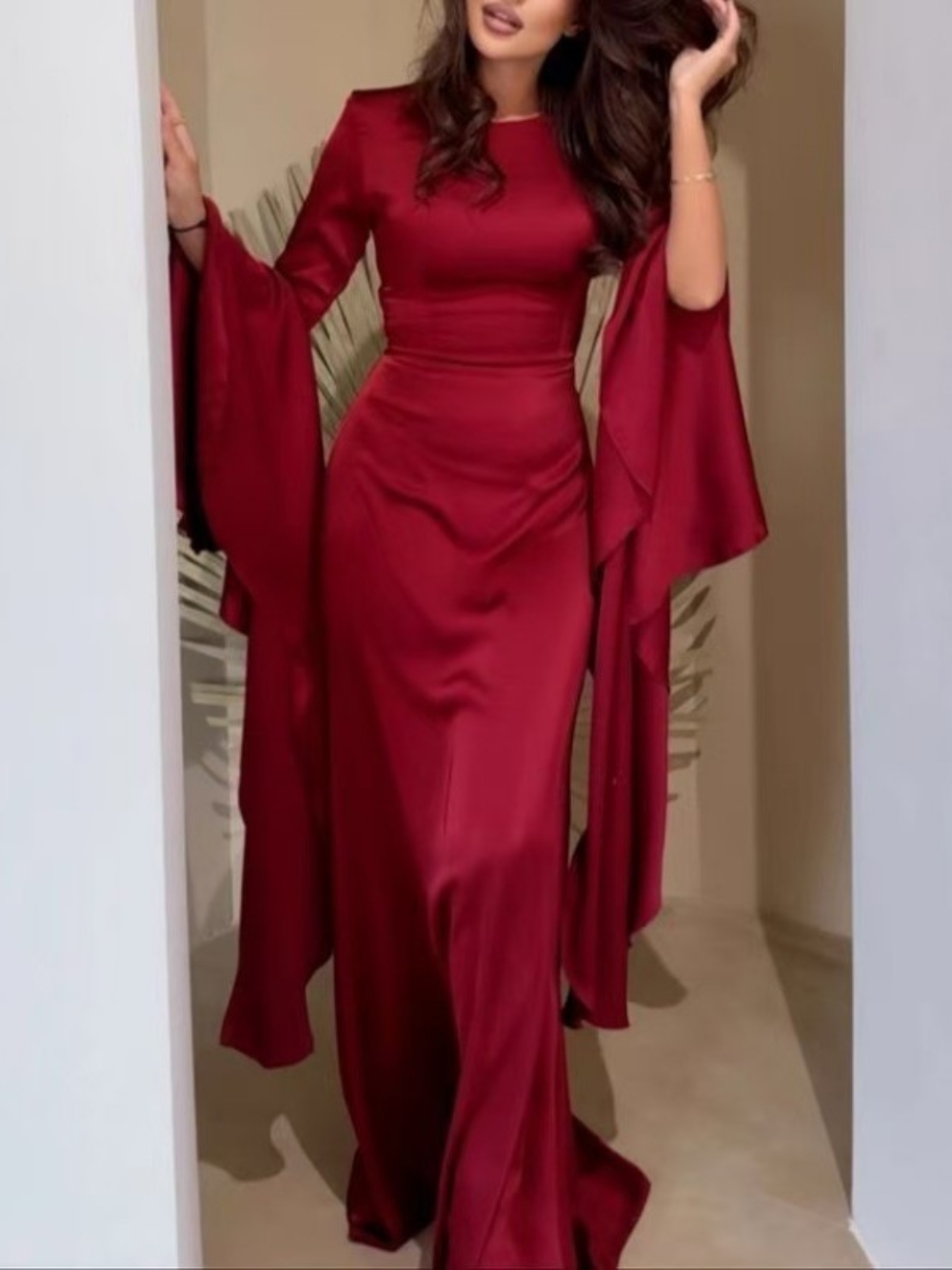 Robe de soirée en mousseline de soie, Simple, grandes manches pivotantes, élégante, droite, modeste, Kaftan, Robe de bal, personnalisée, arabe, décontractée, Robe de soirée