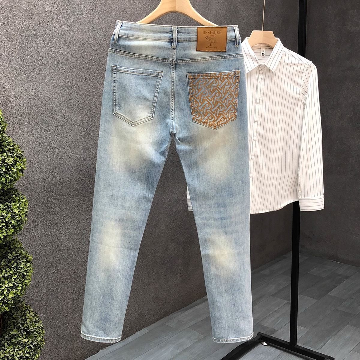 Jean Simple pour hommes, pantalon à jambes droites, tendance, nouvelle collection printemps et été 2021, vêtements de styliste haut de gamme pour hommes, pantalons longs délavés