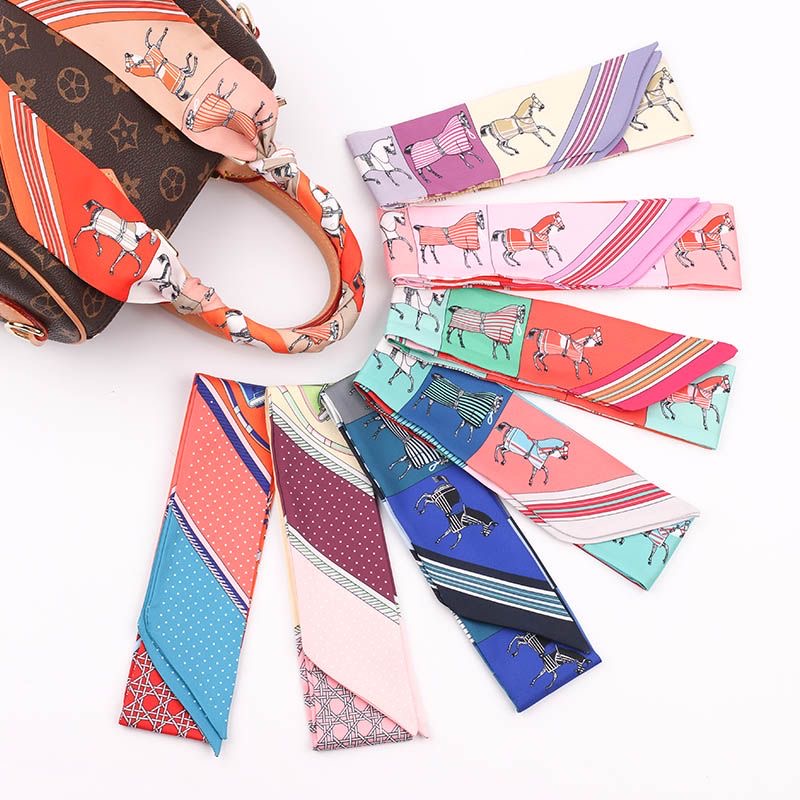 5*90Cm sergé cheval de guerre petit foulard en soie femmes Streamer bandeau cheveux cravate sac décoratif arc longue écharpe en gros