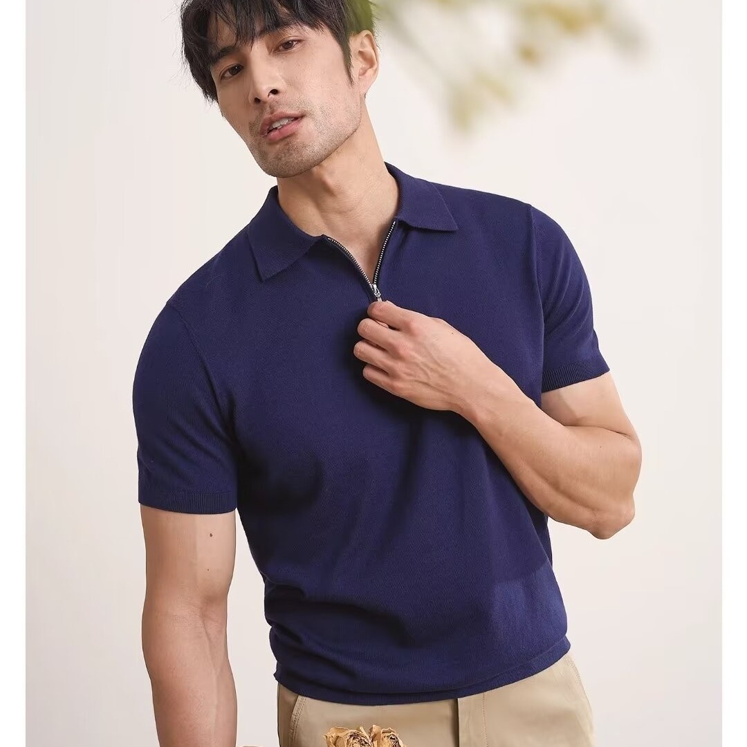 Mode hommes polos hommes à manches courtes T-shirt à carreaux tout assorti T-shirt nouveaux vêtements d'affaires décontracté mode hommes mince hauts