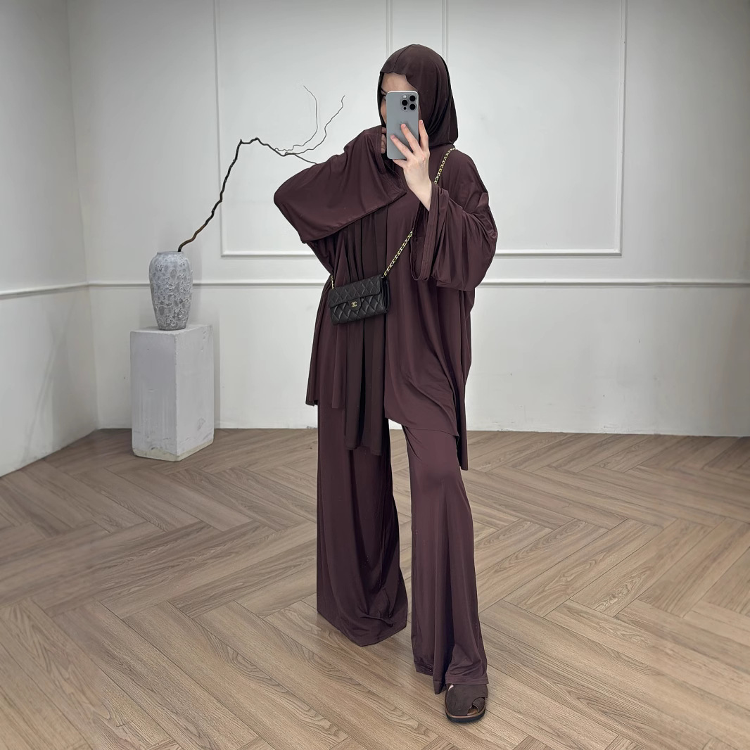 Ensemble 2 Pièces Aïd pour Femme : Haut et Pantalon Large – Style Marocain, Dubaï, Islamique – Blouse et Pantalon Modeste pour le Ramadan – Tenue Arabe