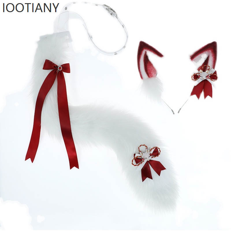 IOOTIANY Bandeau oreilles de renard avec clochettes et nœud, accessoires de cosplay japonais mignons, pour exposition de bandes dessinées, fête, costume de renard, coiffe de déguisement 2026