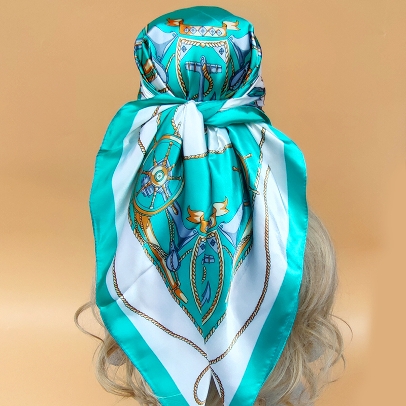 Écharpe carrée de luxe pour femmes, écharpe de sauna de plage, écharpes de protection solaire, design à la mode, les quatre saisons, châles populaires, injHijab, 90x90cm, nouveau