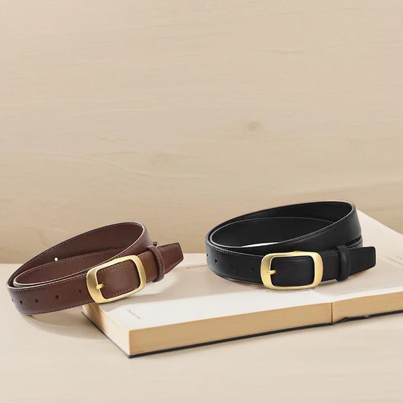 Ceinture en jean en cuir pour femme Ceinture en cuir PU noir avec boucle dorée Ceinture de mode pour toutes les occasions Noir