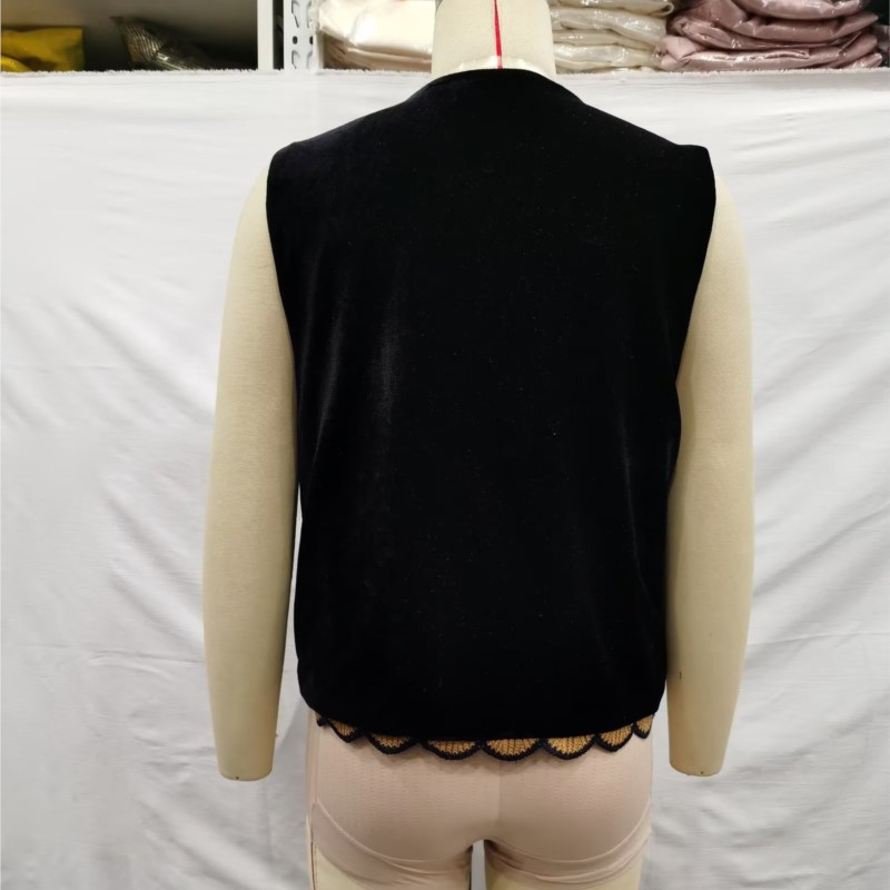 Gilet en Velours Brodé de Fleurs pour Femme, Tenue Décontractée, Couture Ouverte, Style Ethnique