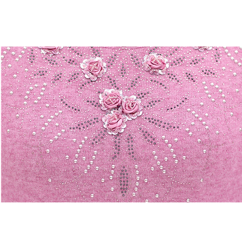 Chandails et pulls d'hiver pour femmes d'âge moyen, pull chaud en laine à col rond, robe mère, hauts pull féminin W105