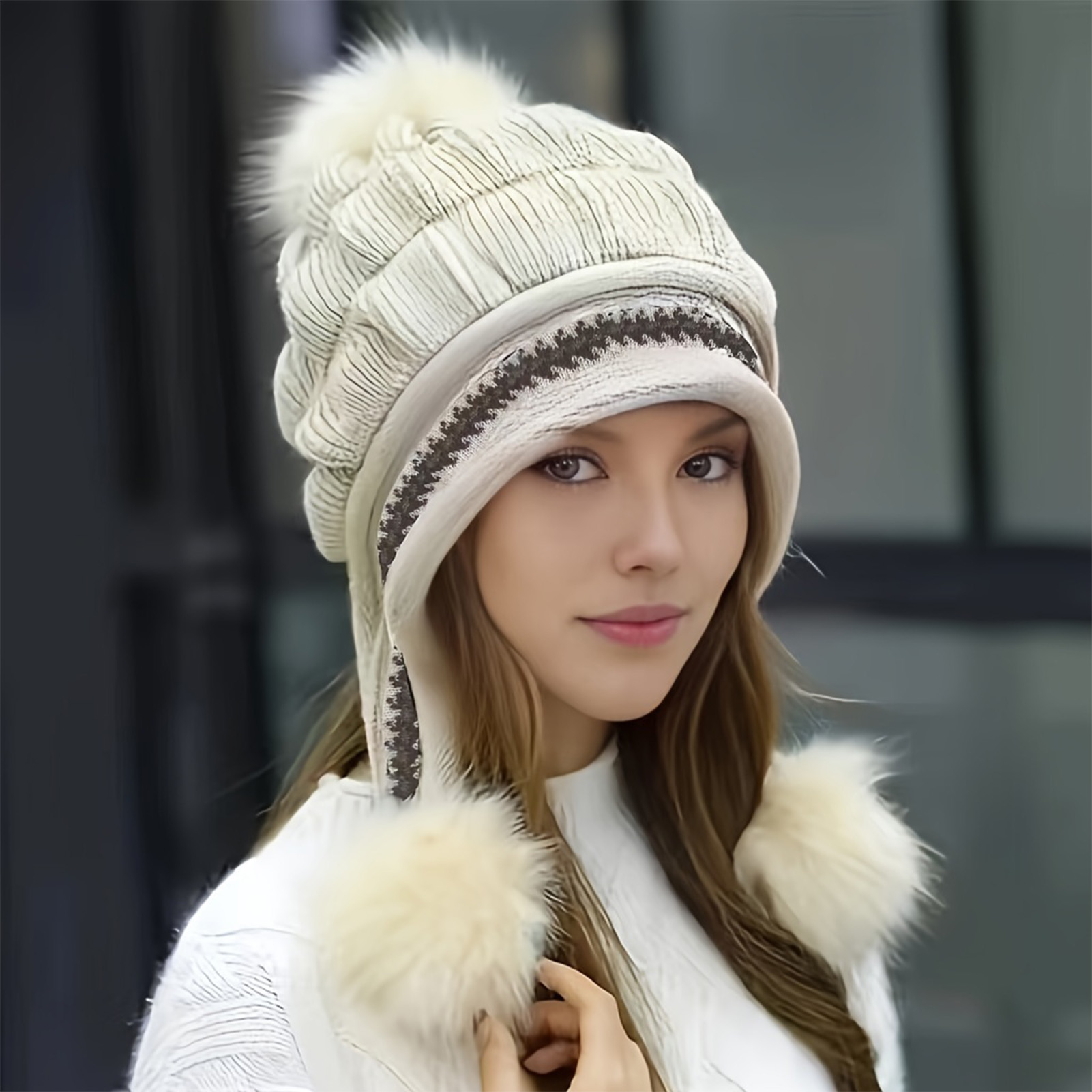 Chapeau en fourrure douce et chaude pour femme, doublure polaire, bonnet tricoté, décontracté, ample, épais, thermique, pour temps froid, hiver