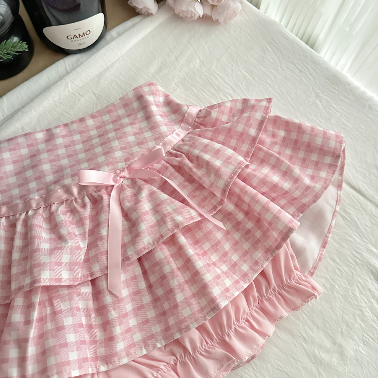 Ensemble 2 pièces japonais Kawaii Lolita élégant pour femmes, Mini jupe rose Y2k avec nœud, costume de princesse douce Chic, tenues d'été