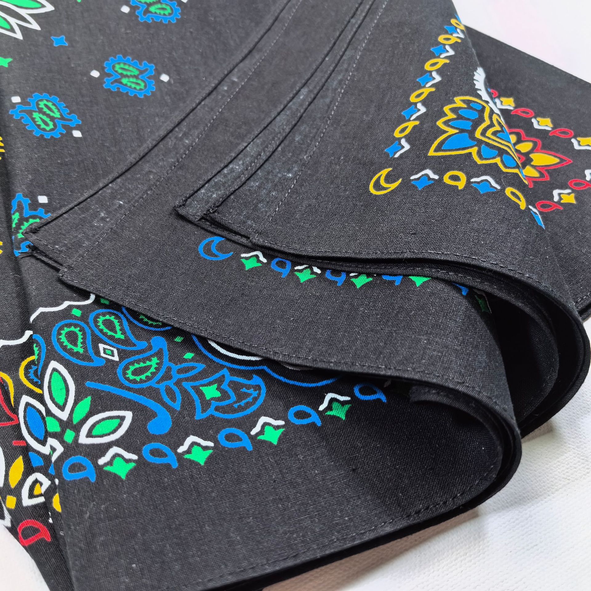 Écharpe géométrique en coton avec dessin animé, Bandana imprimé numérique pour danse hip-hop, cyclisme, Streetwear décontracté, couvre-chef unisexe multifonctionnel