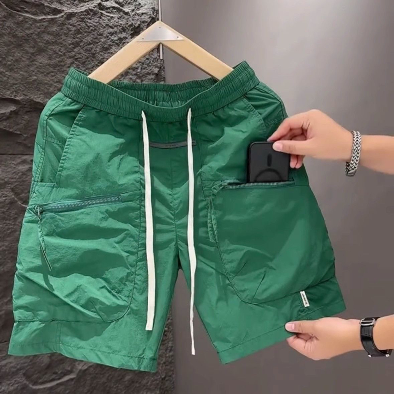 Vêtements de travail de poche pour hommes, Style fin d'été, beau short de rue assorti avec tout, ample, séchage rapide, mouvement décontracté, couleur unie