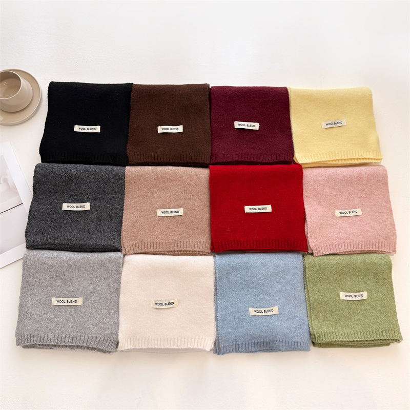 Styles coréens de luxe couleur unie hiver chaud tricoté écharpe femmes châles simples dame doux enveloppes foulard cachemire Pashmina