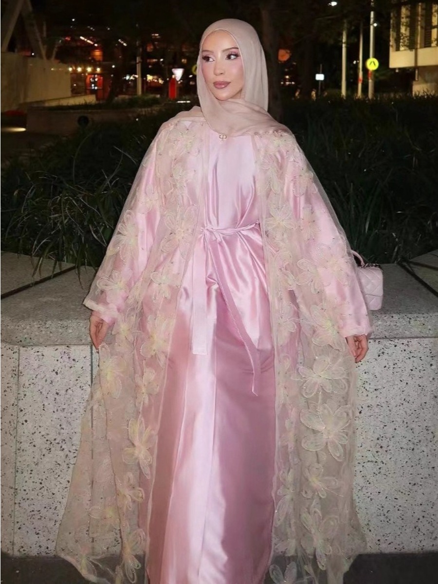 Robe Abaya pour femmes, broderie florale, robes de soirée, Maroc, Vestidos, Ramadan, Dubaï, Jalabiya, Abayas, Kaftan, Musulman, 2026