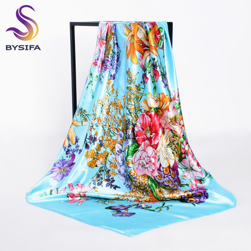 [BYSIFA] foulard en soie pour femmes foulard 2025 nouveau Design Satin grandes foulards carrés enveloppes 90*90 cm turquie femmes foulard de tête foulard de cou