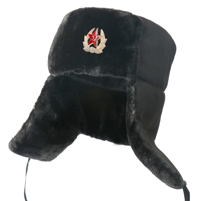Chapeau russe, insigne militaire de l'armée soviétique, hommes femmes, chapeaux russes Ushanka, fausse fourrure, rabat d'oreille, bonnets de neige, chapeaux de trappeur