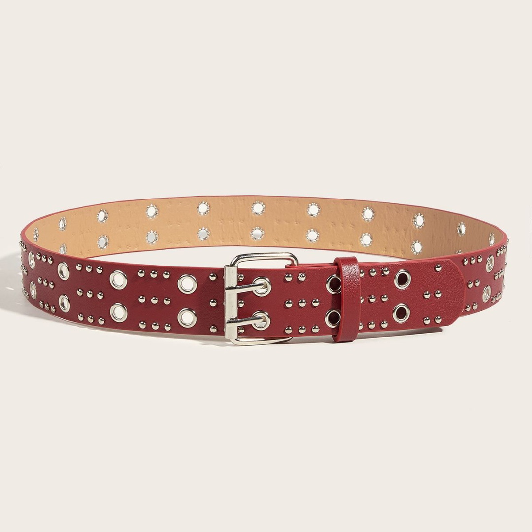 Ceinture punk à double boucle, style heavy metal, ceinture décorative coréenne pour jeans