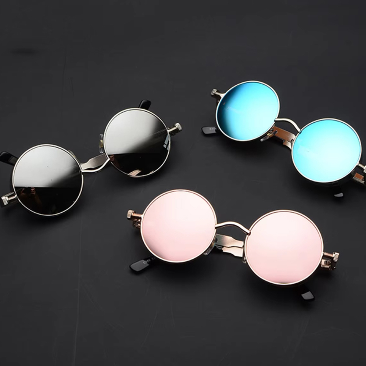 Lunettes de soleil rétro Punk lunettes réfléchissantes rondes lunettes de soleil pour hommes et femmes lunettes hommes lunettes