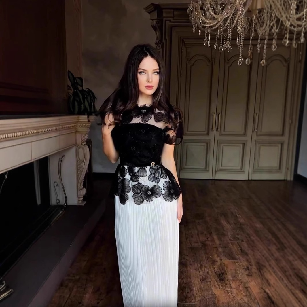 Robe longue femmes robes plissées dentelle fleur brodée évasées une ligne longueur de plancher été 2025 bureau dame robes Maxi robe