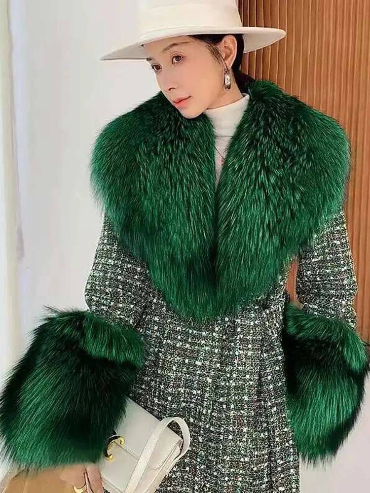 Grande écharpe d'hiver en fausse fourrure de renard pour femme, vestes chaudes et moelleuses, châle à la mode, ensemble col et manchette en fourrure artificielle, écharpes moelleuses pour femme