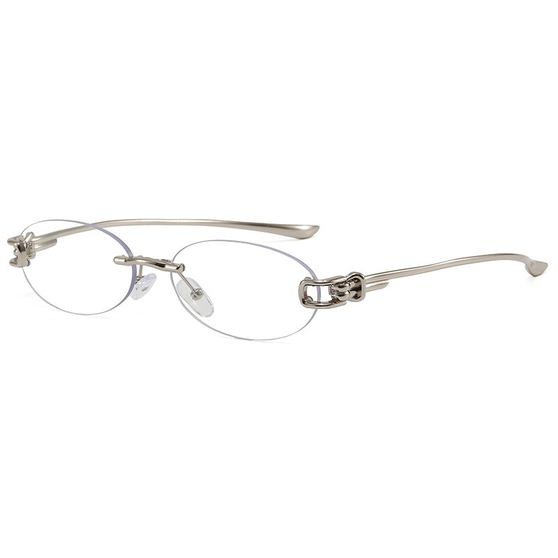 Lunettes de soleil ovales élégantes pour femmes, sans monture, décontractées, avec monture métallique, verres anti-lumière bleue, protection UV400, style urbain avancé