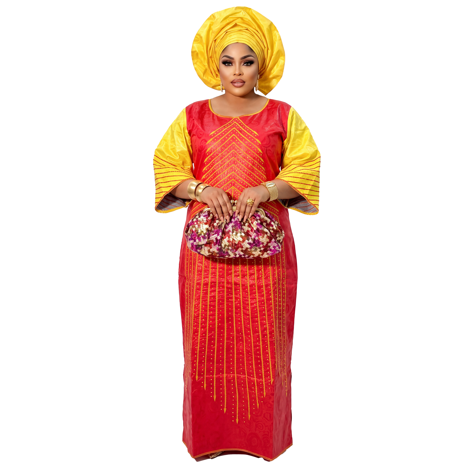 Robes africaines pour femmes grande taille, robe longue en bazin riche avec broderie et écharpe