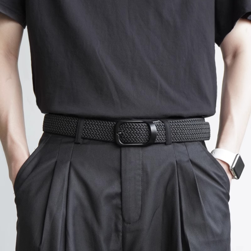 Ceinture élastique tissée sans trous pour hommes et femmes, ceintures en toile pour jeans, style coréen unisexe, ceinture polyvalente pour pantalons décontractés