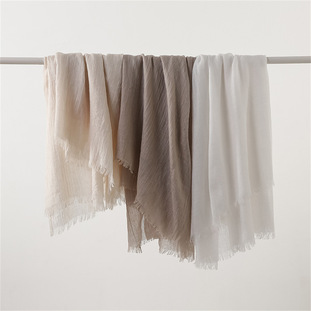 Écharpe de Protection Solaire en Coton et Lin pour Femme, Châle Solide, Serviette de Plage, Collection Printemps-Automne et Hiver