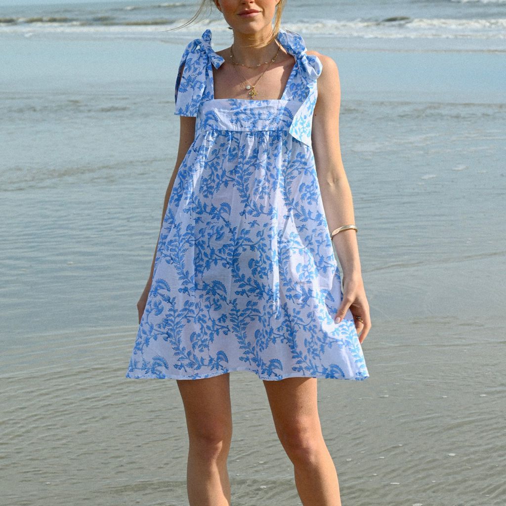 Combhasaki – robe de plage d'été pour femmes, sans manches, imprimé Floral, à lacets, larges bretelles, col carré, courte, Mini robe trapèze
