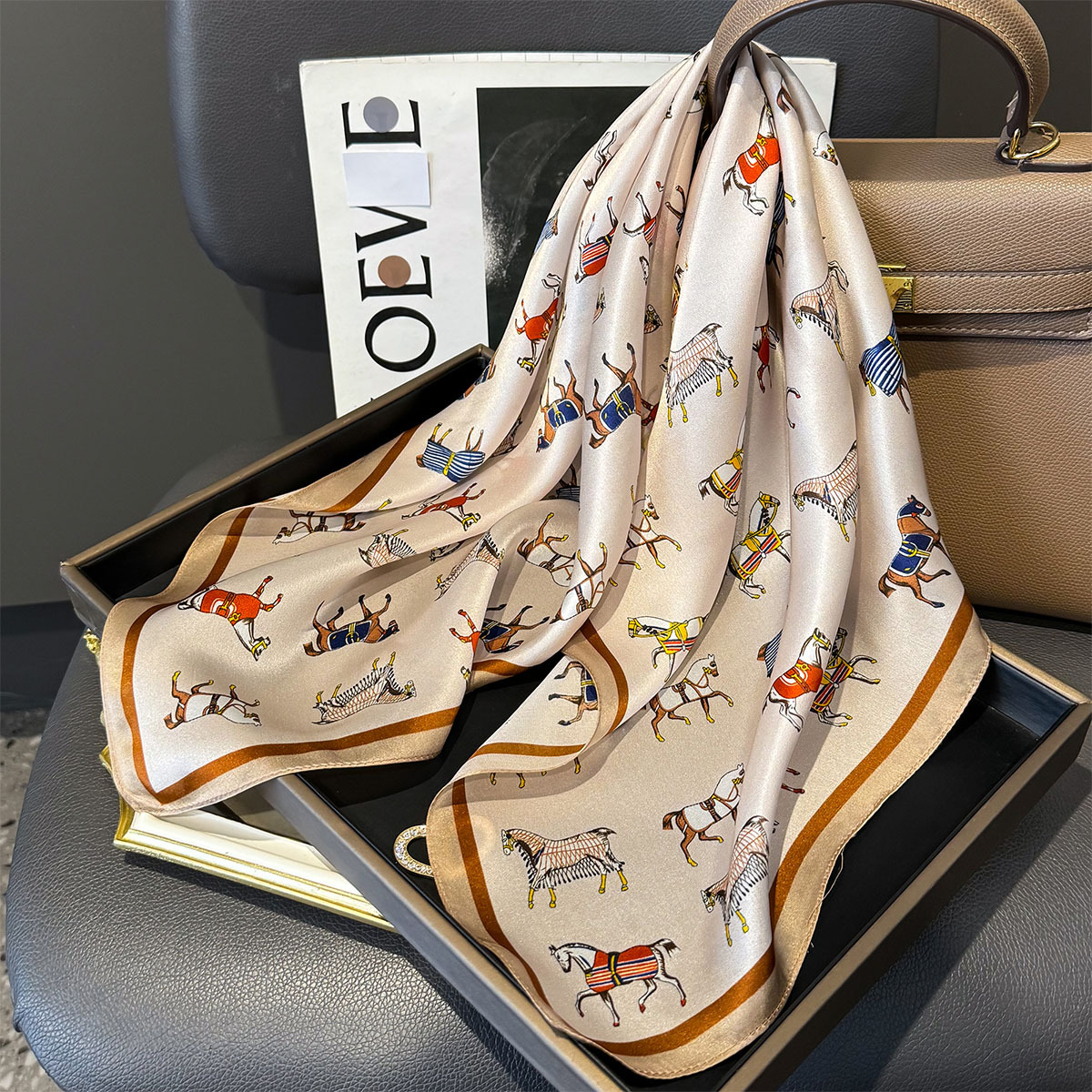 100% véritable foulard carré en soie Design de luxe imprimé femmes doux Satin bandeau foulard bureau Hijab bandeau foulards Bandanna