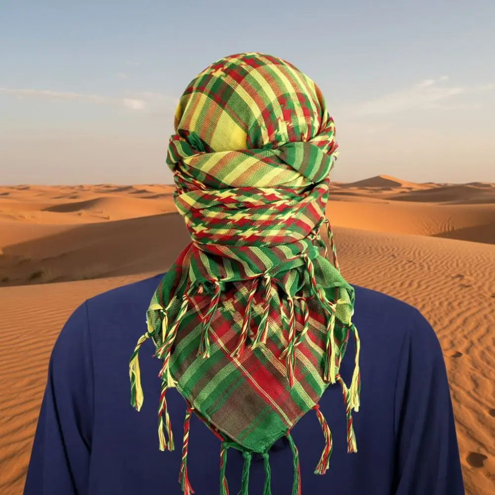 Écharpe musulmane coupe-vent du moyen-orient, anti-sable, rouge, jaune, vert, arabe, carré, épais, chauffe-cou, foulard pour Sports de plein air