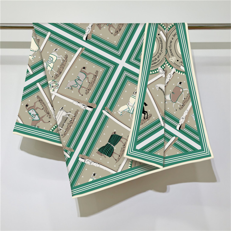 Écharpe d'hiver en soie et cachemire pour femme, châles imprimés cheval, pashminas chauds, foulards carrés, hijabs de marque, grands bandanas 90CM