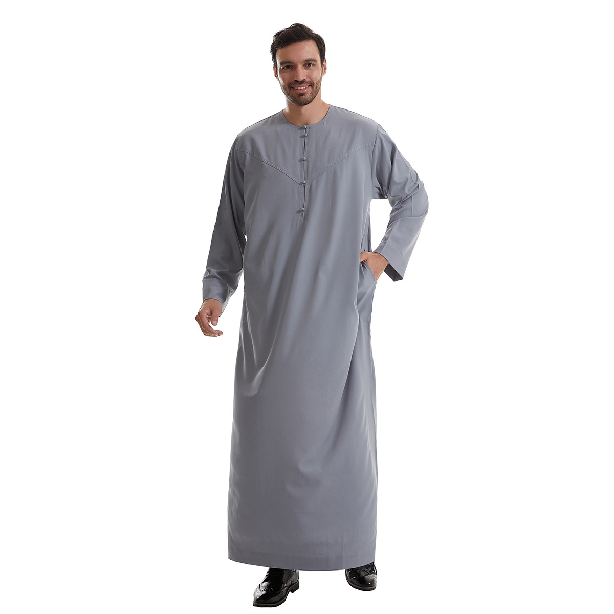 Jubba Thobe hommes mode musulmane longue Robe Abayas Ramadan marocain arabe dubaï Abaya Robe modeste poches épissé solide ample