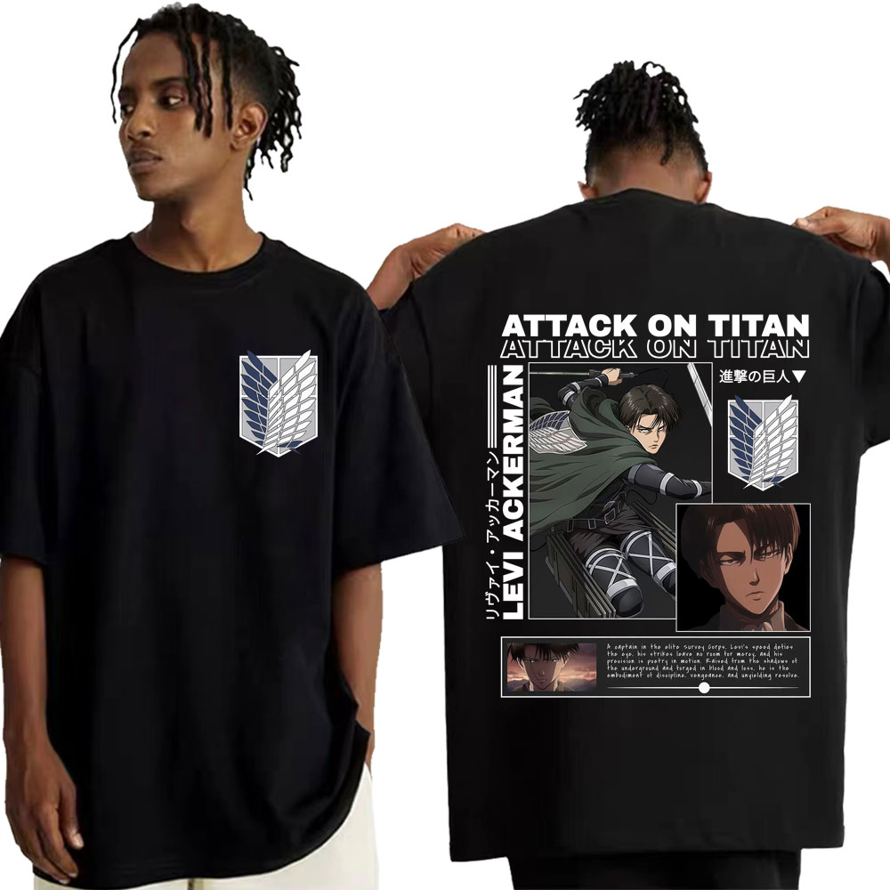 T-shirt Homme T-Shirts graphiques hommes t-shirt pour hommes Ropa Hombre Vintage lavé attaque sur Titan Levi Ackerman japonais Anime