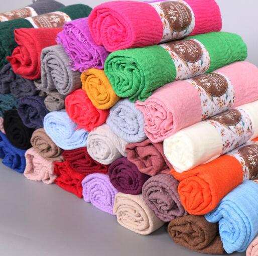 Foulard de Tête en Lin pour Femme, Hijab Musulman, Surdimensionné, Ethnique, Monochromatique, Bulle, Coton, Châles et Enveloppes Doux, 2018