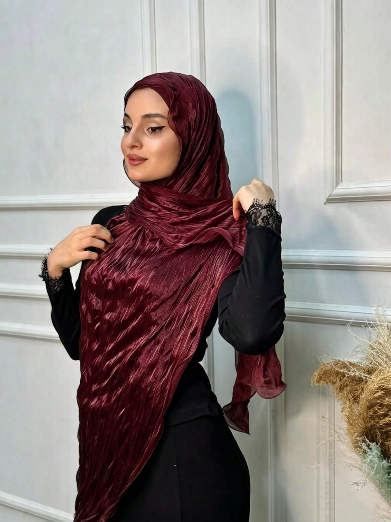 Nouveaux hijabs à bords ondulés pour femmes, foulard uni, doux et extensible, châle léger, turban, hijab Ramadan
